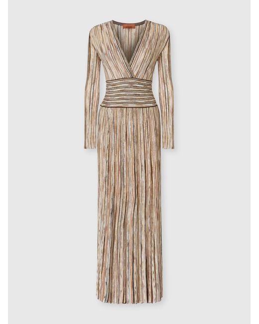 Missoni Natural Long Ribbed Viscose-Blend Dress With Sequins
