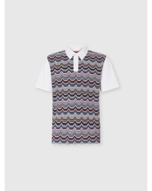 Missoni Kurzarm-Poloshirt Mit Geometrischem Zickzackmuster, Herren, Größe in White für Herren