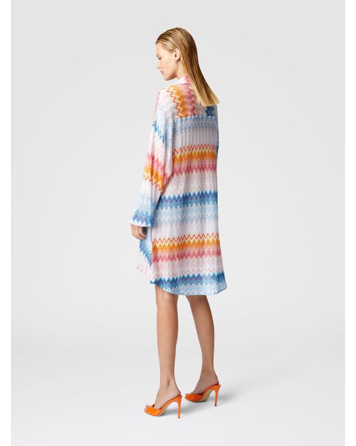 Missoni Blue Oversize-Hemd Aus Zick-Zack-Lamé-Viskosemischung, Damen, Größe