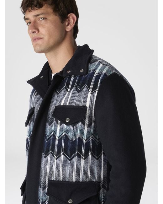 Missoni Blue Field Jacket With Zigzag Pattern for men