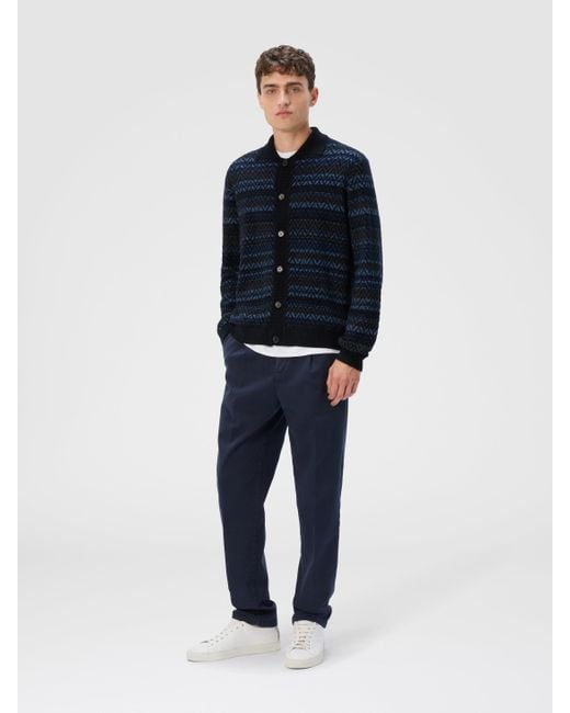 Missoni Blue Cardigan With Zigzag And Stripe Pattern for men