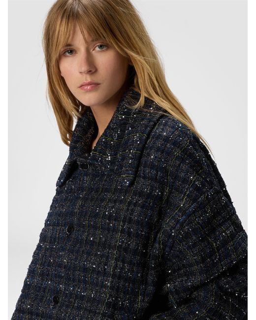 Missoni Blue Overshirt With Wave Check Pattern