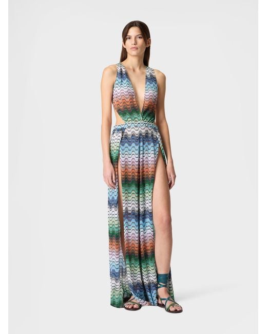 Missoni White Long Jumpsuit With Greek Motif