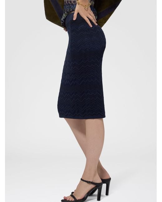 Missoni Blue Chevron Wool And Viscose Mini Skirt