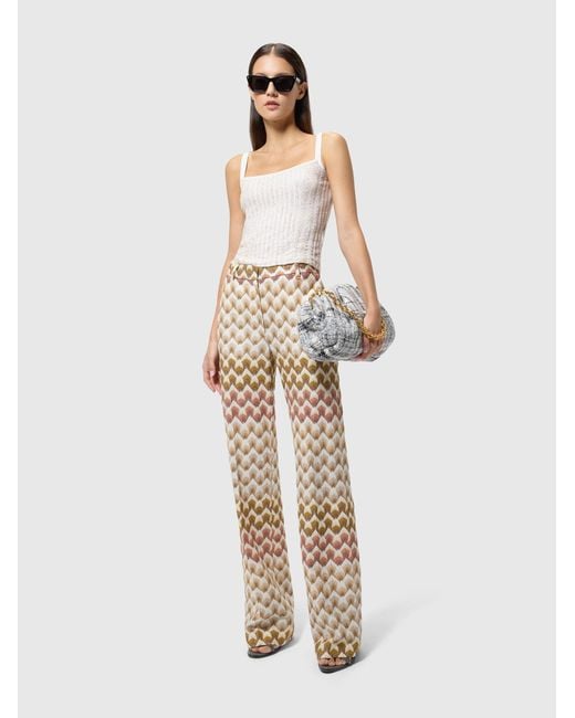 Missoni Natural Straight-Leg Viscose Lamé Trousers With Lace Motif