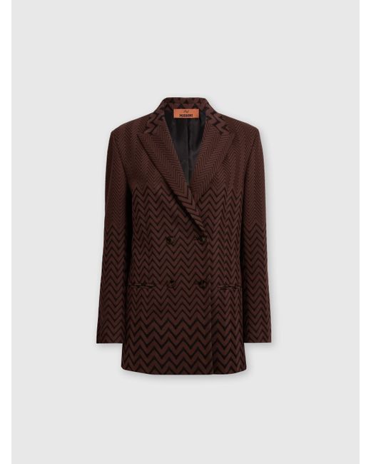 Missoni Brown Double-Breasted Zigzag Cotton And Viscose Blazer