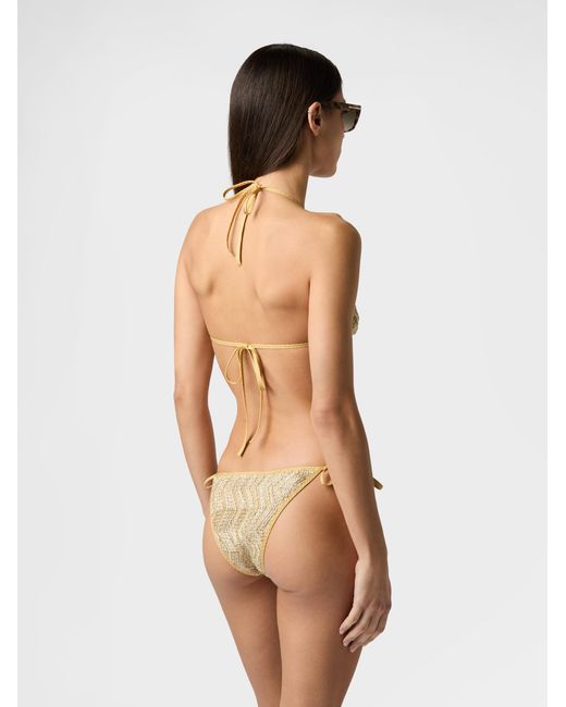Missoni White Zigzag Mesh Trikini With Sequins