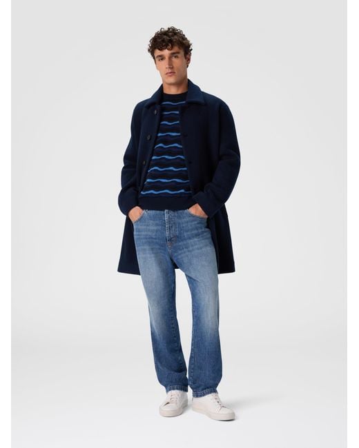Missoni Blue Double Knit Coat With Zigzag Pattern for men