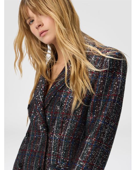 Missoni Black Double-Breasted Blazer With Check Pattern