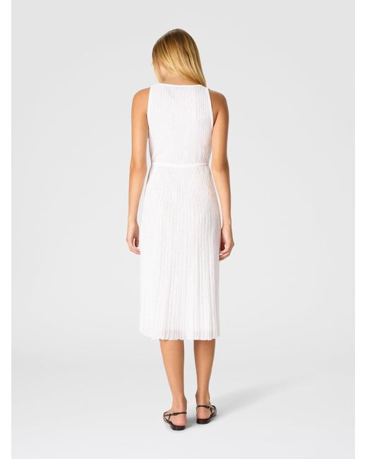 Missoni White Midi Mixed Viscose Lamé Dress With Sequins
