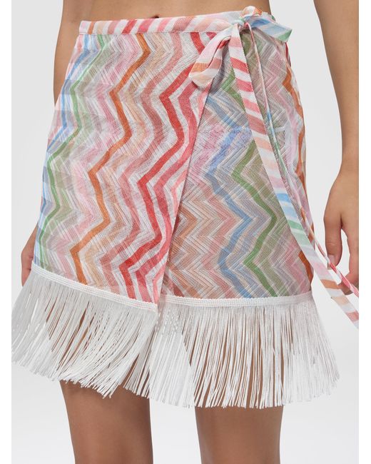 Missoni White Wrap Mini Skirt With Zig Zag Print