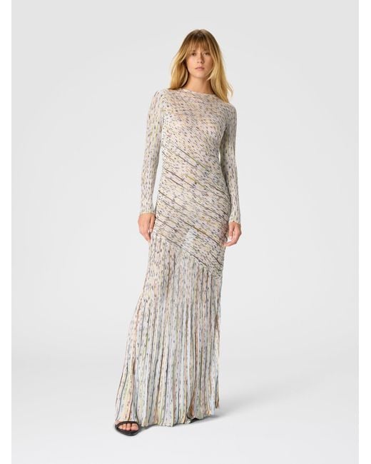Missoni White Long-Sleeved Dress With Lurex