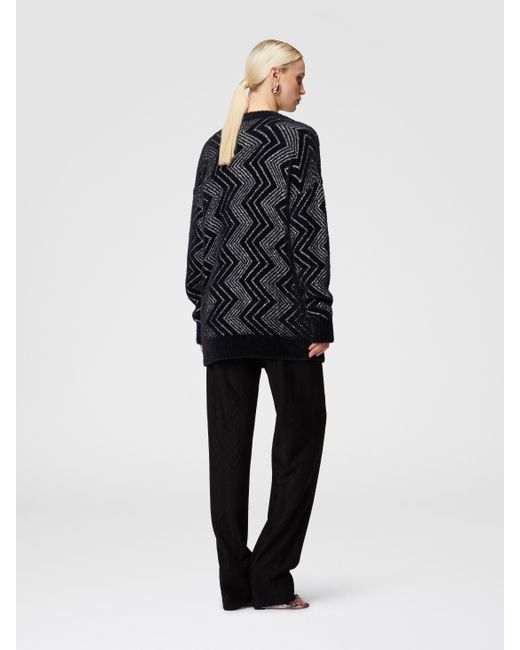 Missoni Black Oversize-Zick-Zack-Cardigan Mit Pailletten, Damen, Schwarz & Silber, Größe