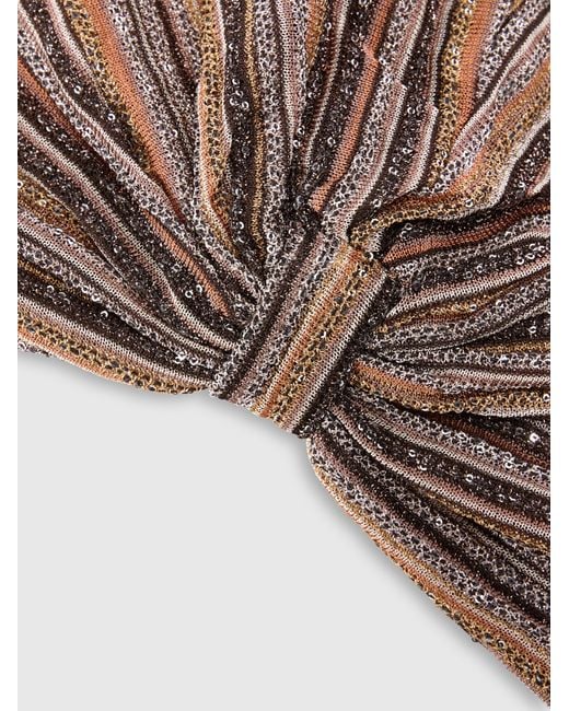 Missoni Multicolor Ribbed Lamé Viscose Turban With Sequins