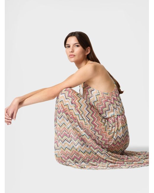 Missoni White Long Cover-Up With Irregular Zig Zag Motif
