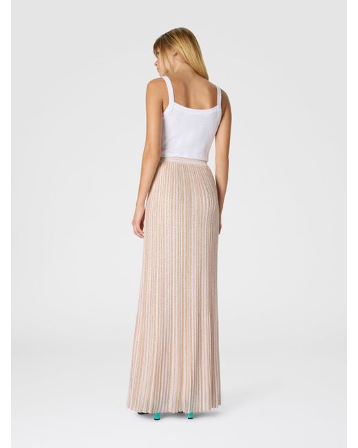 Missoni Pink Long Skirt With Lamé Stripes