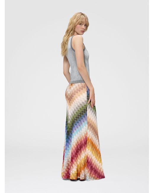 Missoni Blue Long Viscose Skirt With Lace Motif