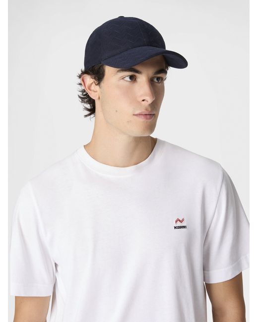 Missoni Blue Cotton Zigzag Hat With Visor for men