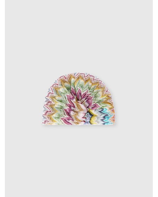 Missoni White Zig Zag Viscose-Blend Lamé Turban