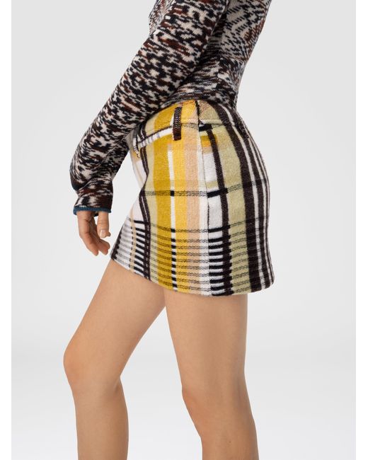 Missoni White Mini Skirt With Pockets And Check Pattern