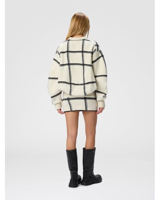Missoni Natural Oversized Wool Check Crew Neck Sweater