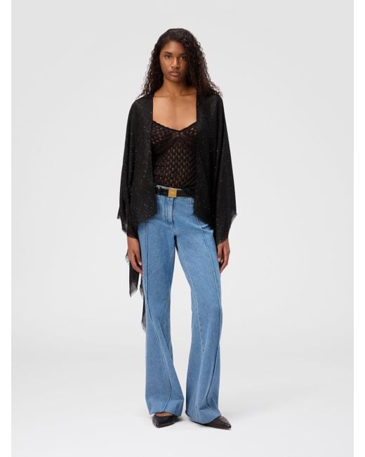 Missoni Black Viscose Blend Cape With Luminous Details