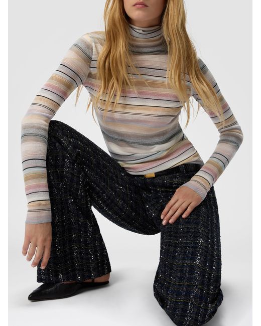 Missoni Black Tailored Check And Wave Pattern Trousers