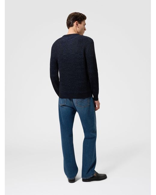Missoni Blue Wool And Viscose Zig Zag Crewneck Pullover for men