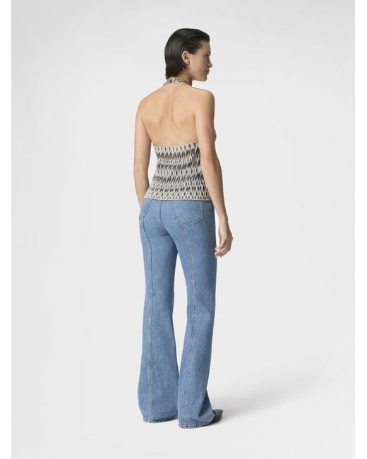 Missoni Gray 3D Diamond Mixed Viscose Top With Halter Neck