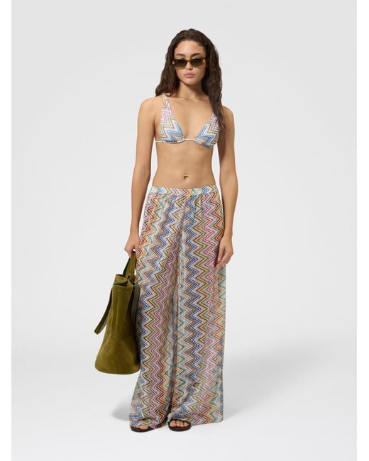 Missoni White Zig Zag Printed Fabric Cover-Up Trousers