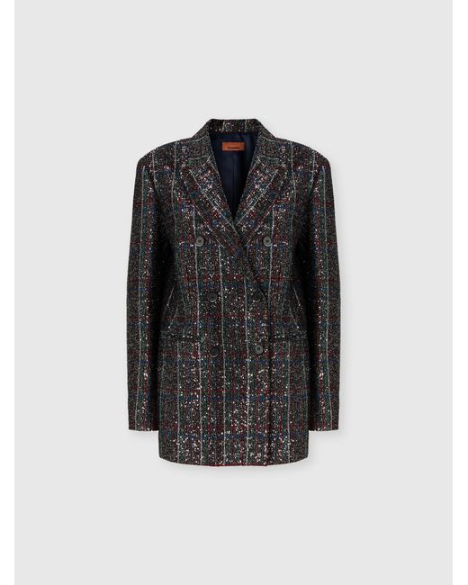 Missoni Black Double-Breasted Blazer With Check Pattern