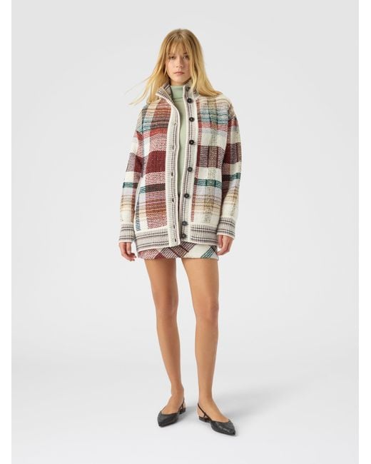Missoni White Oversized Buttoned Cardigan With Check Pattern