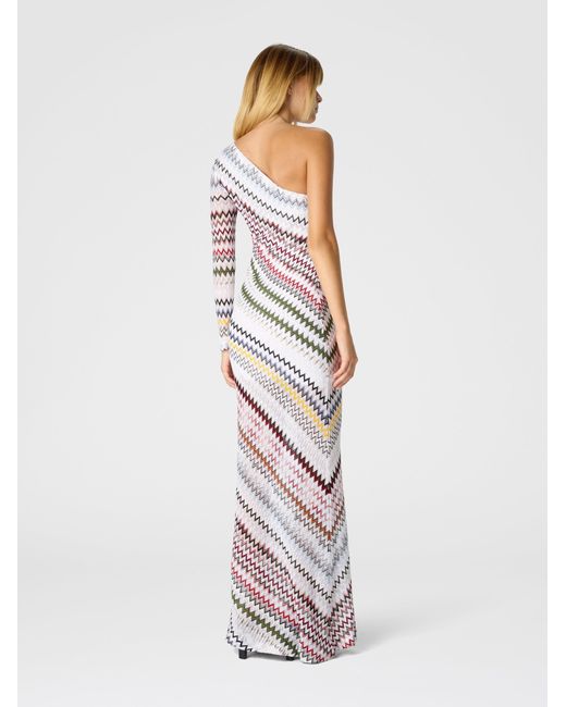 Missoni White One-Shoulder Viscose And Cotton Gown