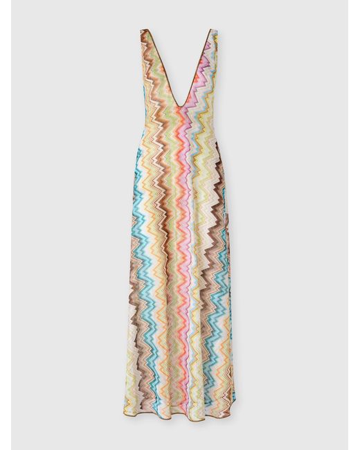 Missoni White Long Cover-Up With Deep V-Neckline