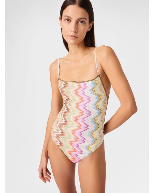 Missoni White Printed One-Piece Swimsuit With Open Back