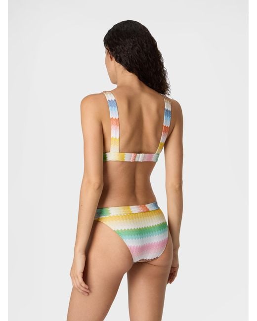 Missoni White Bralette Bikini With Dégradé Zigzag Pattern