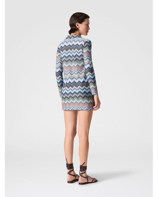 Missoni Blue Snake-Pattern Viscose Polo Mini Dress, & Multicoloured
