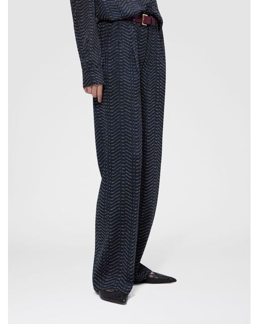 Missoni Blue Classic Viscose Lamé Trousers With Greek Key Motif