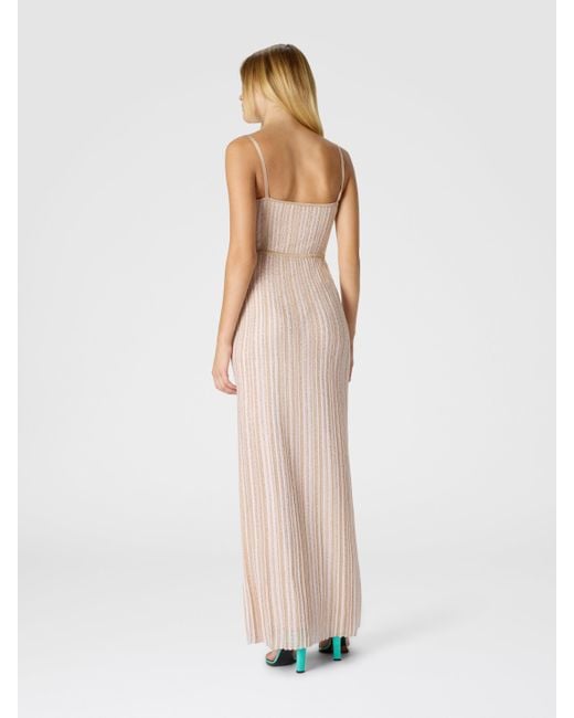 Missoni White Ärmelloses Langes Kleid Mit Lamé-Streifen, Damen, Größe