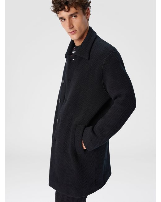 Missoni Blue Double Knit Coat With Zigzag Pattern for men