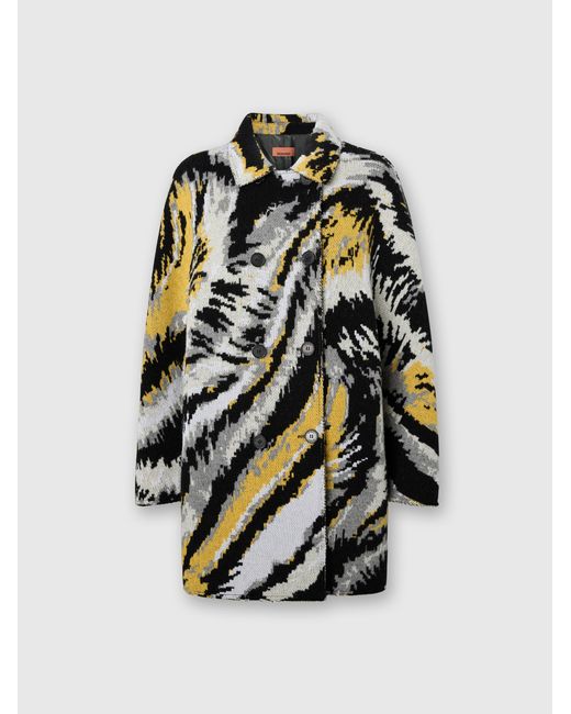 Missoni White Double-Breasted Caban With Tiger Pattern