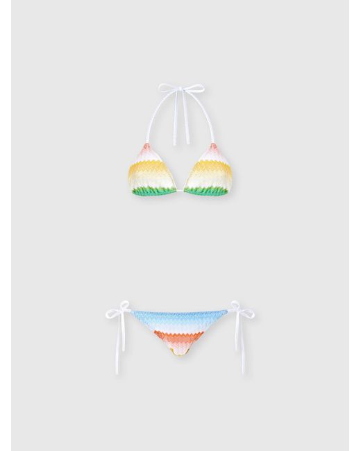 Missoni White Triangle Bikini With Dégradé Zig Zag Motif