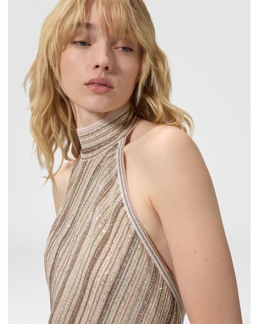 Missoni White Mini Dress With Open Back And Sequins