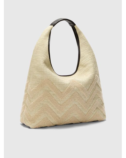 Missoni Natural Leather And Canvas Hobo Bag