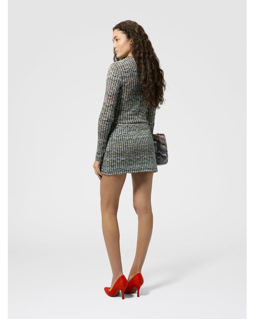 Missoni Multicolor Chevron Viscose-Blend Mini Skirt With Sequins