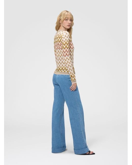 Missoni White Slim Viscose Lamé Cardigan With Lace Motif