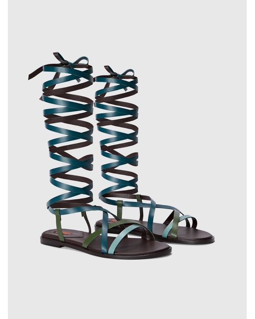 Missoni Blue Ankle-Wrap Sandals