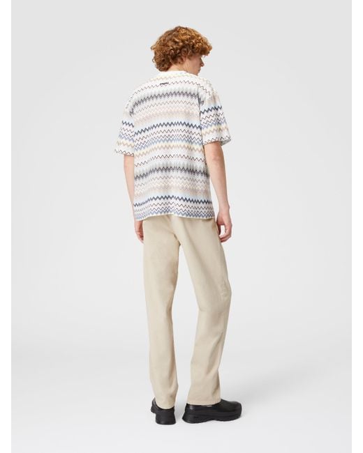 Missoni White T-Shirt With Zig Zag Motif And Back Logo for men