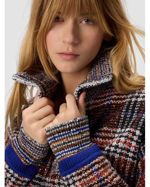 Missoni White High-Neck Sweater With Check Pattern