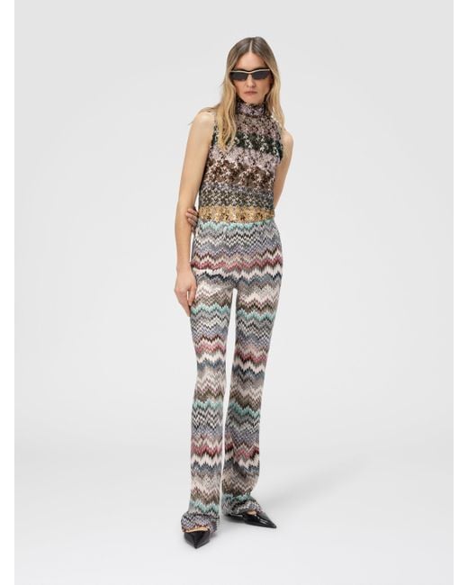 Missoni White Flare Pants With Snake Pattern